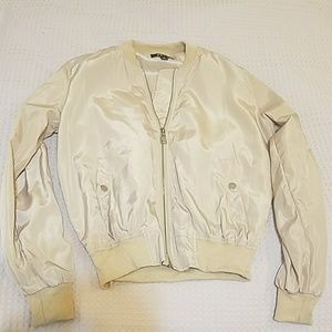 NWOT Nude Satin Bomber